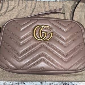 Gucci Crossbody Bag in Taupe with Gold Logo